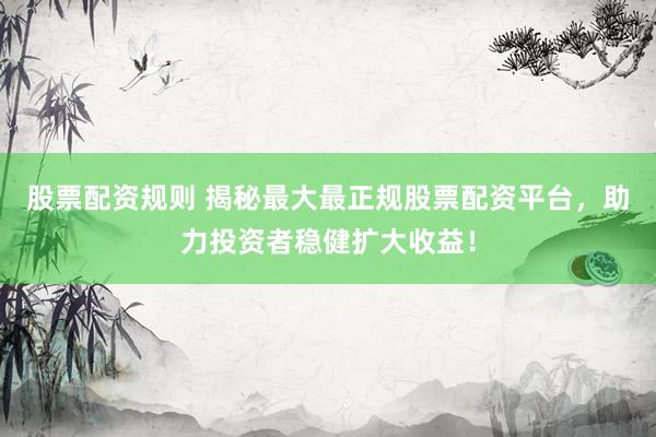股票配资规则 揭秘最大最正规股票配资平台，助力投资者稳健扩大收益！