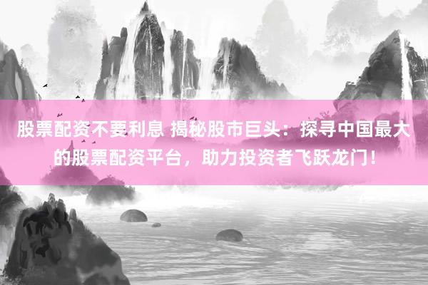股票配资不要利息 揭秘股市巨头：探寻中国最大的股票配资平台，助力投资者飞跃龙门！